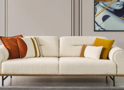 Modern Sofa 3 Sitzer Luxus Beige Design Möbel in Wohnzimmer Couchen